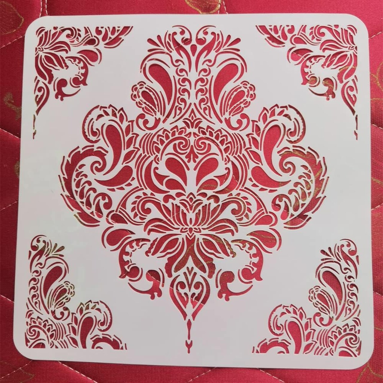 12x12 Inch Mandala Stencil – Reusable Floral Painting Template for Furniture, Wood, Scrapbook, Embossing & DIY Craft Projects (0.3mm/12mil)
